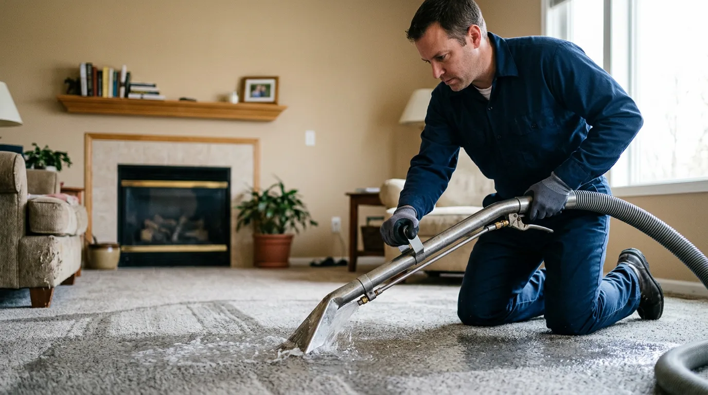 Water damage restoration technician working near Cactus, TX